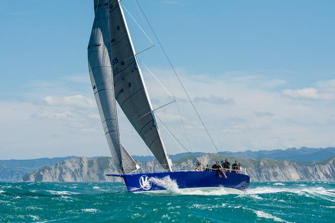 V5 approaching the finish line at Gisborne in 35kt winds in the Auckland Gisborne race © Suellen Hurling